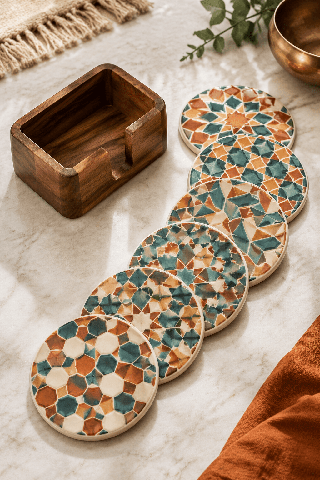 Geometric Tile Coaster Set