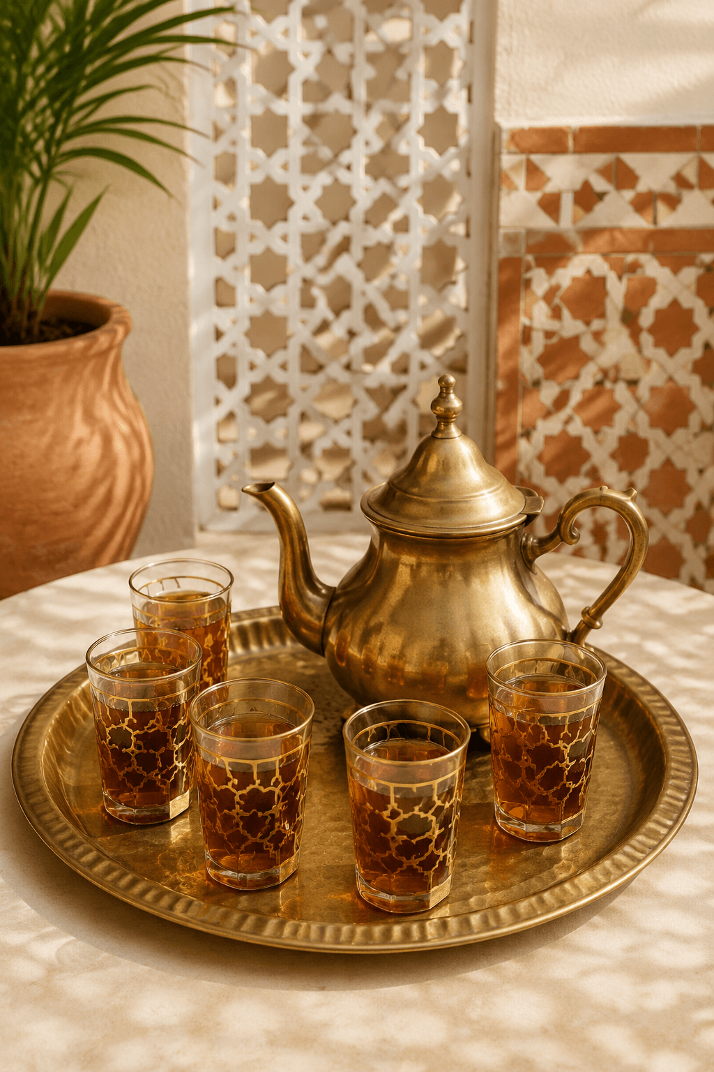 Brass & Glass Tea Set